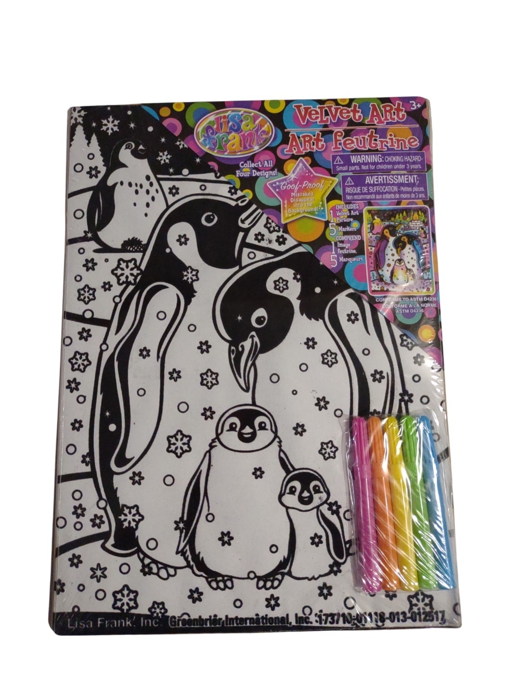 Lisa Frank Velvet Art Penguin Kit - NEW